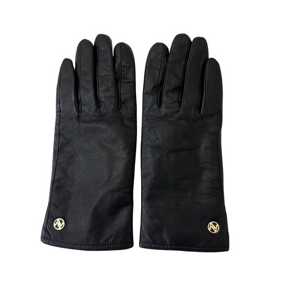 Adrienne Vittadini Leather Gloves Black L Women's - Picture 1 of 7